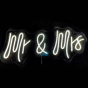 Neon Sign Mr and Mrs ( 90cm*34cm White)