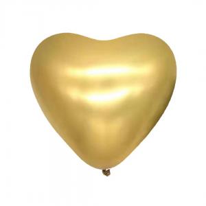 10 Inch Heart Shape Chrome Balloon Chrome Gold (10PCS)