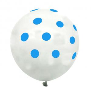 12 Inch Standard Polka Dot Balloons White Balloon Blue Dot (100PCS)