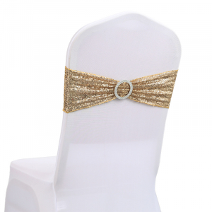 Stretch Chair Sash Band Champagne Gold