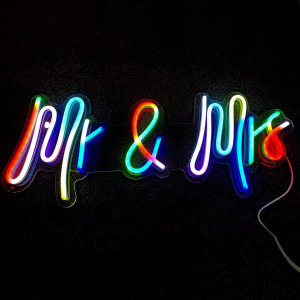 Multi Color Neon Sign Mr and Mrs (70cm*27cm)