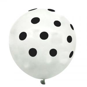 12 Inch Standard Polka Dot Balloons WhiteBalloon Black Dot (100PCS)