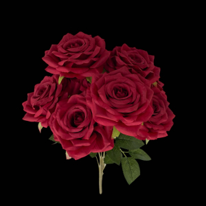 Artificial Flower Rose Bunch Dark Red (7 Roses)