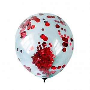 12 Inch Standard Confetti Balloon Red (1PCS)