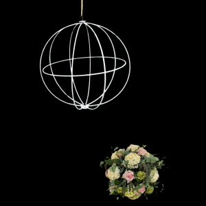 Hanging Metal Floral Ball White (59cm)