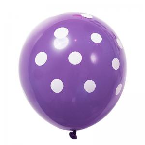 12 Inch Standard Polka Dot Balloons Purple Balloon White Dot  (100PCS)