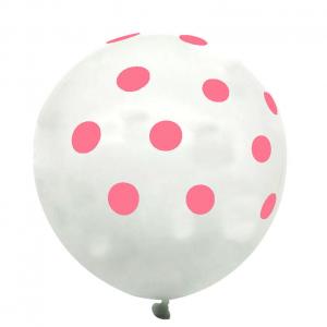 12 Inch Standard Polka Dot Balloons White Balloon Red Dot (100PCS)