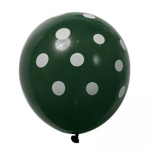 12 Inch Standard Polka Dot Balloons Forrest Green Balloon White Dot (100PCS)