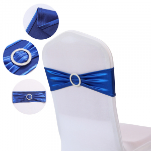 Stretch Metallic Chair Sash Band Blue