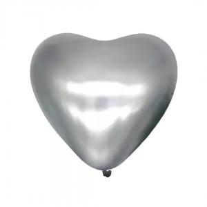 10 Inch Heart Shape Chrome BalloonChrome Sliver (10PCS)