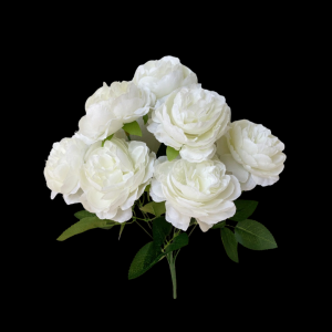 Artificial Flower Peony Bunch White (9 PCS)