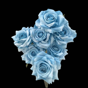 Artificial Flower Rose Bunch Blue (7PCS)