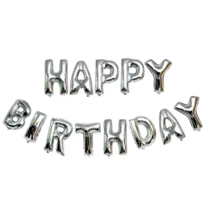 Clearance! 16 Inch Happy Birthday Foil Balloon Set Sliver