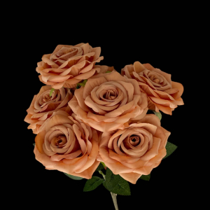 Artificial Flower Rose Bunch Brown (7PCS)