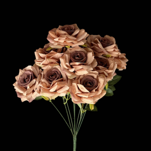 Artificial Flower Rose Bunch Brown (7PCS)