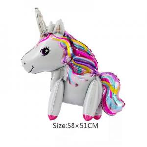 3D Foil Balloon Unicorn White