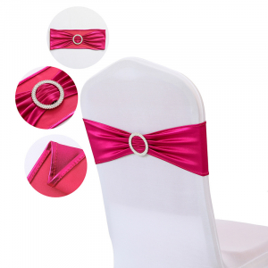 Stretch Metallic Chair Sash Band Hot Pink